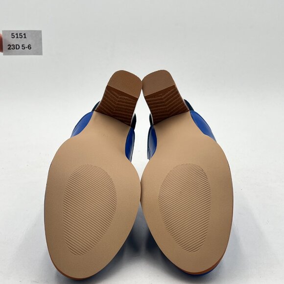 FOWT High Chunky Stacked Heels Mules for Women Closed Pointed Toe Slingback Pump - Picture 7 of 8